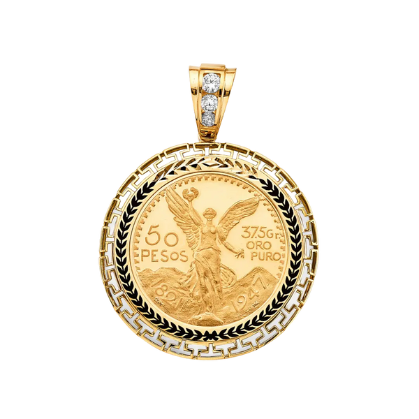 Greek Frame with Coin (50 Pesos) - 14k Gold