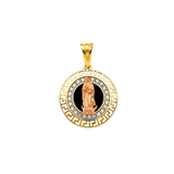 Guadalupe with CZ Onyx Pendant - 14k Two Tone Gold