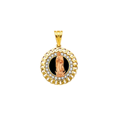 Guadalupe with CZ Onyx Pendant - 14k Two Tone Gold