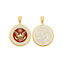 US Army Double Sided Pendant - 14k Yellow Gold