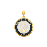 US Navy Double Sided Pendant - 14k Yellow Gold