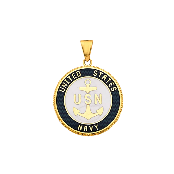 US Navy Double Sided Pendant - 14k Yellow Gold