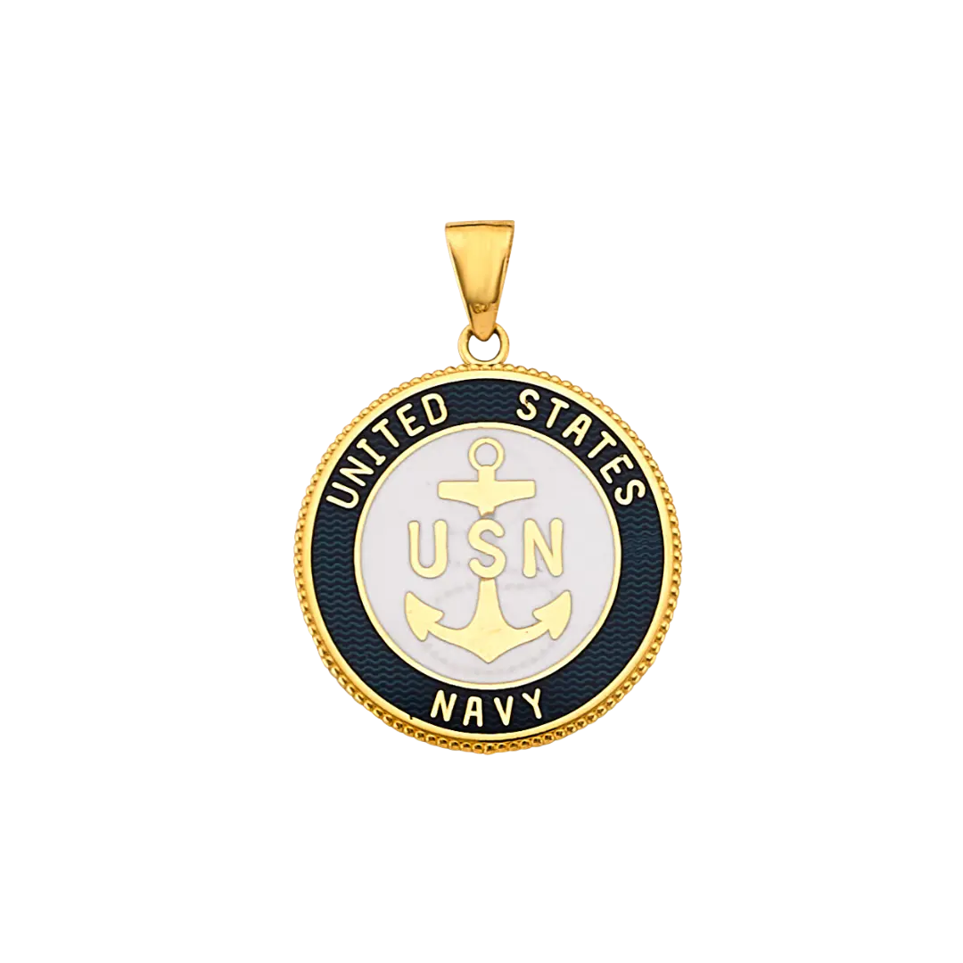 US Navy Double Sided Pendant - 14k Yellow Gold