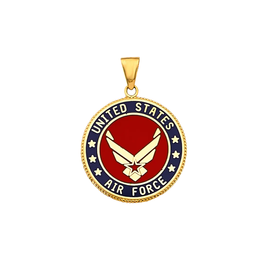 US Air Force Double Sided Pendant - 14k Yellow Gold