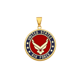 US Air Force Double Sided Pendant - 14k Yellow Gold