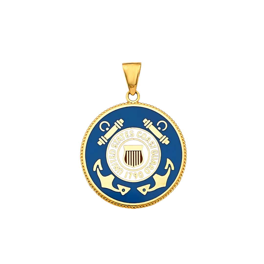 US Coast Guard Double Sided Pendant - 14k Yellow Gold