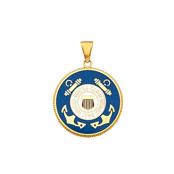 US Coast Guard Double Sided Pendant - 14k Yellow Gold