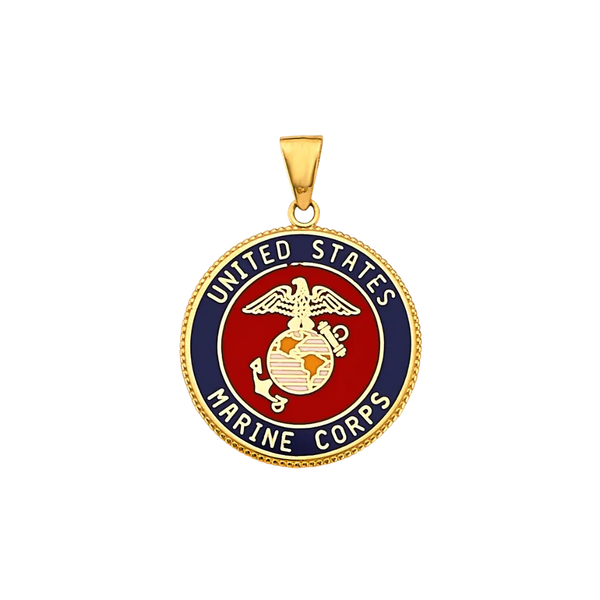 US Marine Double Sided Pendant - 14k Yellow Gold