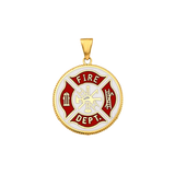 Fire Dept. Double Sided Pendant - 14k Yellow Gold