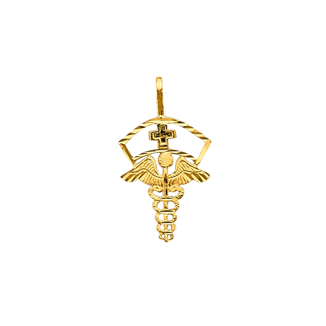 Medical Service Symbol Pendant - 14k Yellow Gold