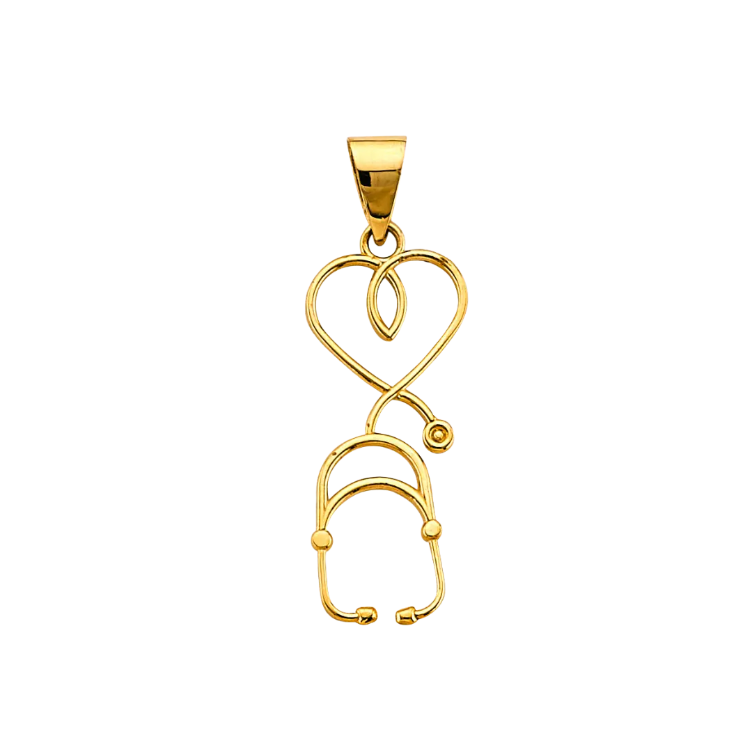 Stethoscope Pendant - 14k Yellow Gold