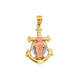 San Judas Anchor Pendant - 14k Tri Color Gold