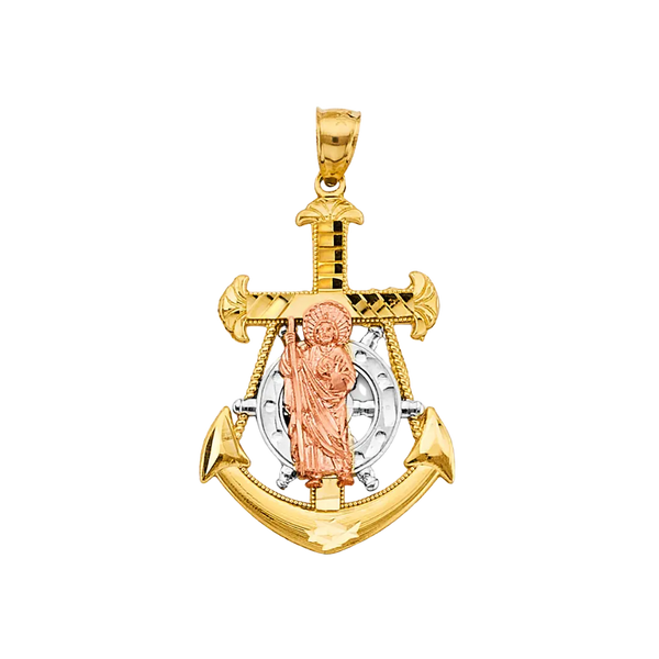 San Judas Anchor Pendant - 14k Two Tone Gold