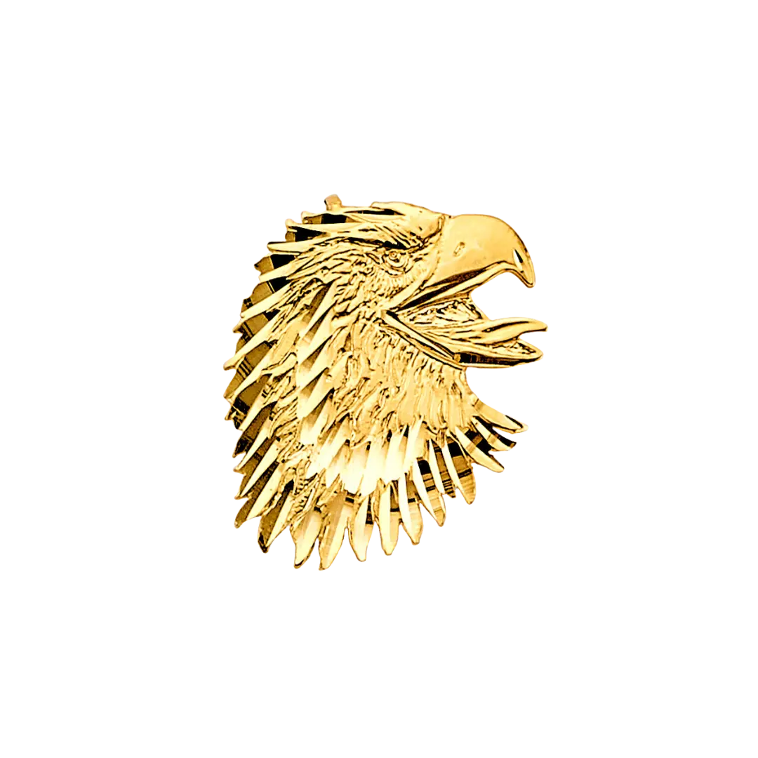 Eagle Face Pendant - 14k Yellow Gold