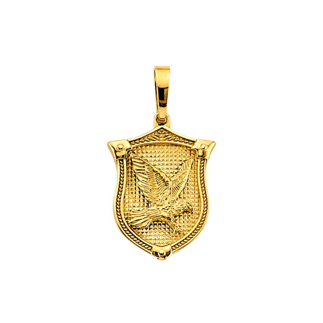 Shield with Eagle Pendant - 14k Yellow Gold