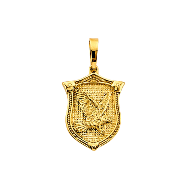 Shield with Eagle Pendant - 14k Yellow Gold