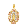 Guadalupe with Flower Pendant - 14k Tri Color Gold