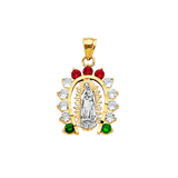 Guadalupe Horseshoe with CZ Pendant - 14k Two Tone Gold