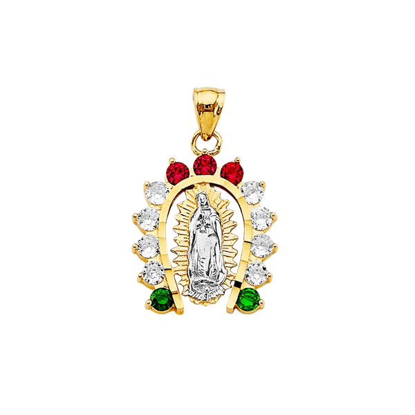 Guadalupe Horseshoe with CZ Pendant - 14k Two Tone Gold