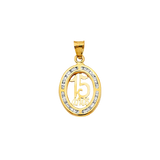 Oval Quince Anos with CZ Pendant - 14k Yellow Gold