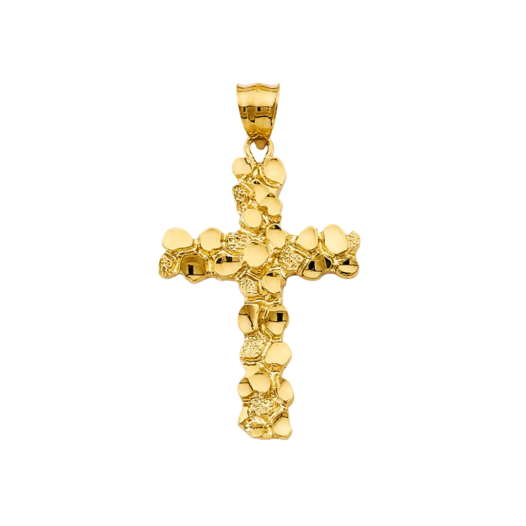 Nugget Cross Pendant - 14k Yellow Gold