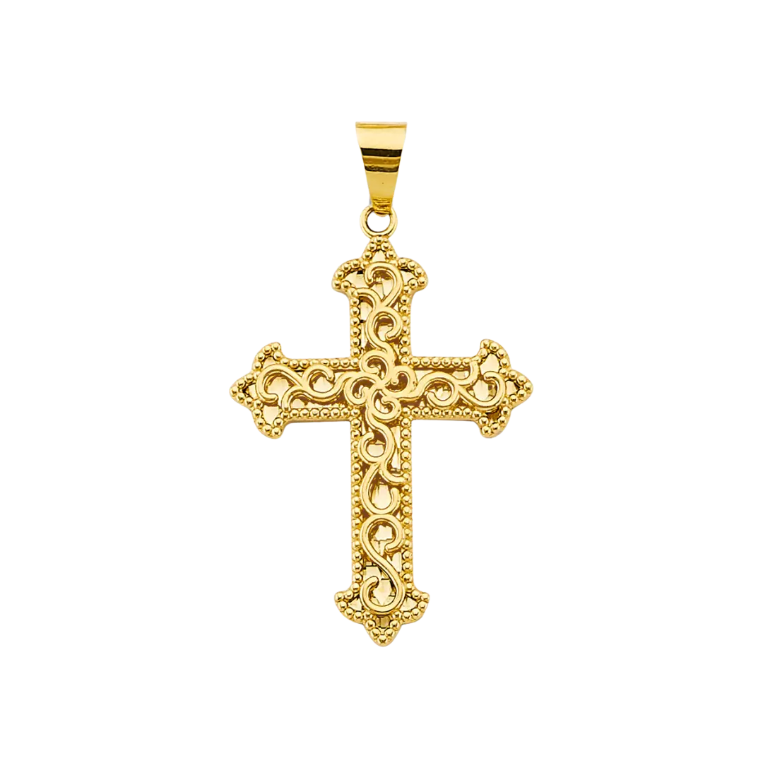 Fancy Crucufix Pendant - 14k Yellow Gold