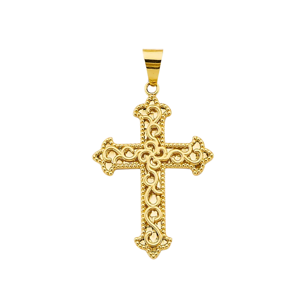 Fancy Crucufix Pendant - 14k Yellow Gold