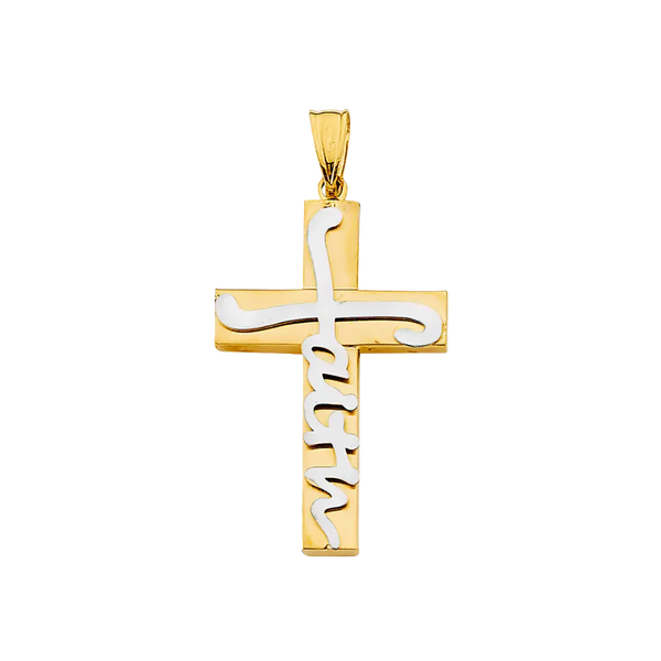 Faith Cross Pendant - 14k Two Tone Gold