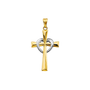 Cross Pendant - 14k Two Tone Gold