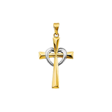 Cross Pendant - 14k Two Tone Gold