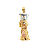 Santa Muerte 3D with CZ Pendant - 14k Tri Color Gold