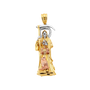 Santa Muerte 3D with CZ Pendant - 14k Tri Color Gold