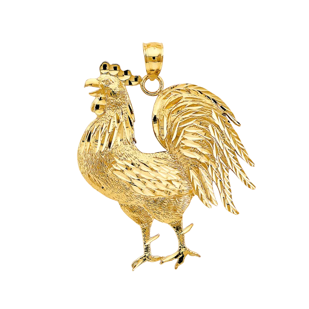 Rooster Pendant - 14k Yellow Gold