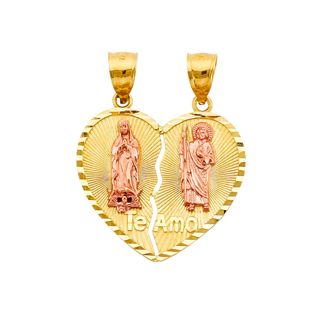 Te Amo Heart 2 Piece Pendant - 14k Two Tone Gold