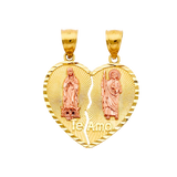 Te Amo Heart 2 Piece Pendant - 14k Two Tone Gold