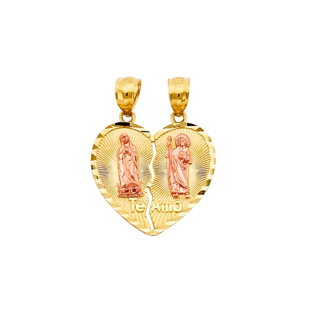 Te Amo Heart 2 Piece Pendant - 14k Two Tone Gold