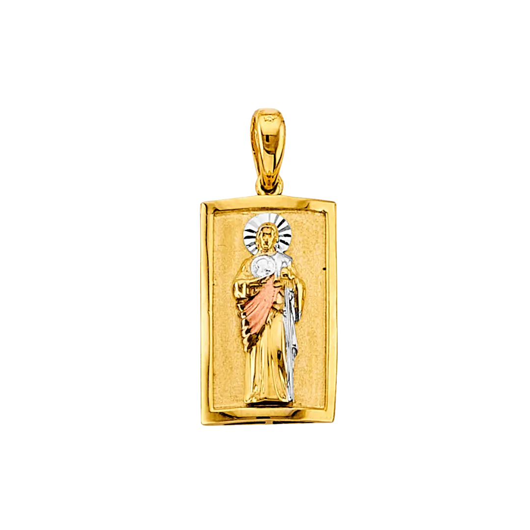 San Judas Pendant - 14k Tri Color Gold