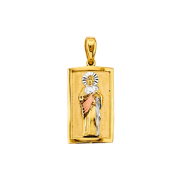 San Judas Pendant - 14k Tri Color Gold