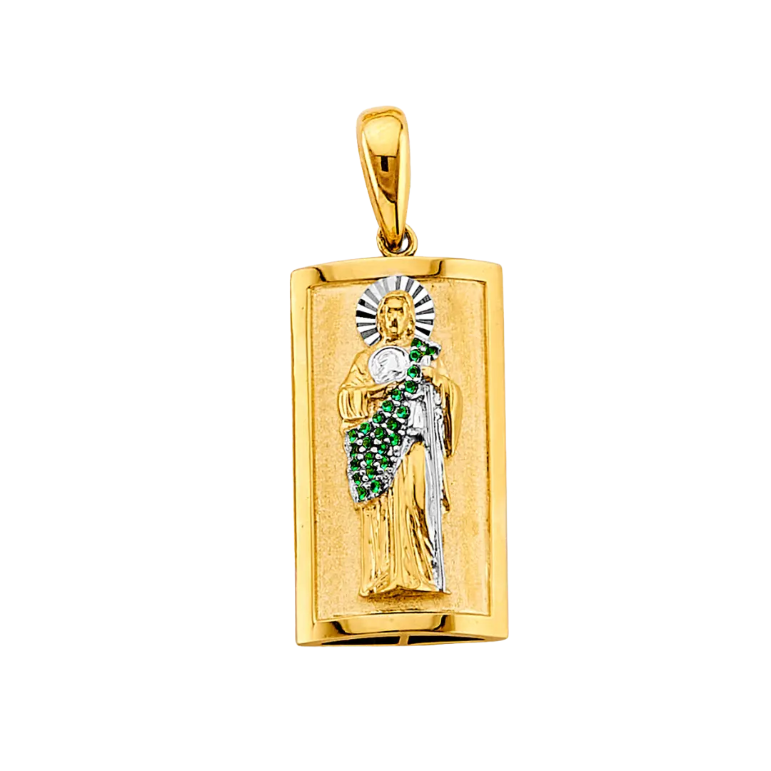 San Judas Pendant - 14k Two Tone Gold