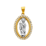 San Judas with CZ Pendant - 14k Two Tone Gold