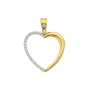 Heart with CZ Pendant - 14k Two Tone Gold