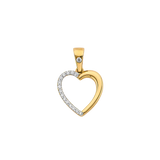 Heart with CZ Pendant - 14k Two Tone Gold