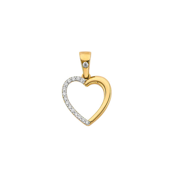 Heart with CZ Pendant - 14k Two Tone Gold