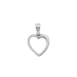 Heart with CZ Pendant - 14k White Gold