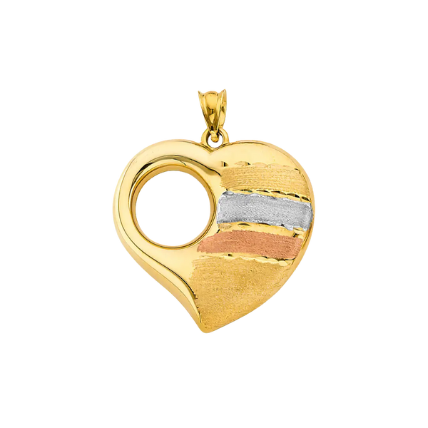 Heart Pendant - 14k Tri Color Gold 