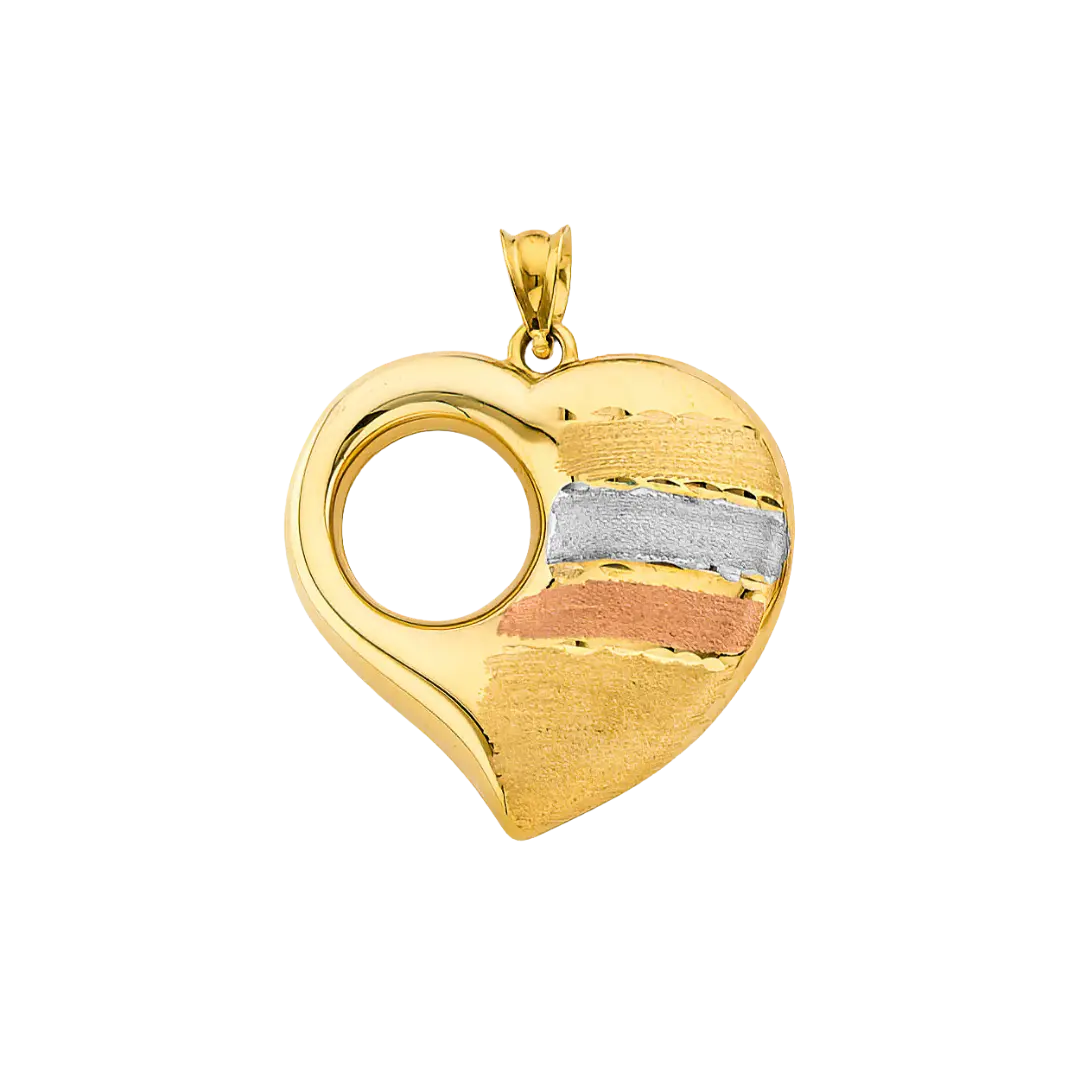 Heart Pendant - 14k Tri Color Gold 