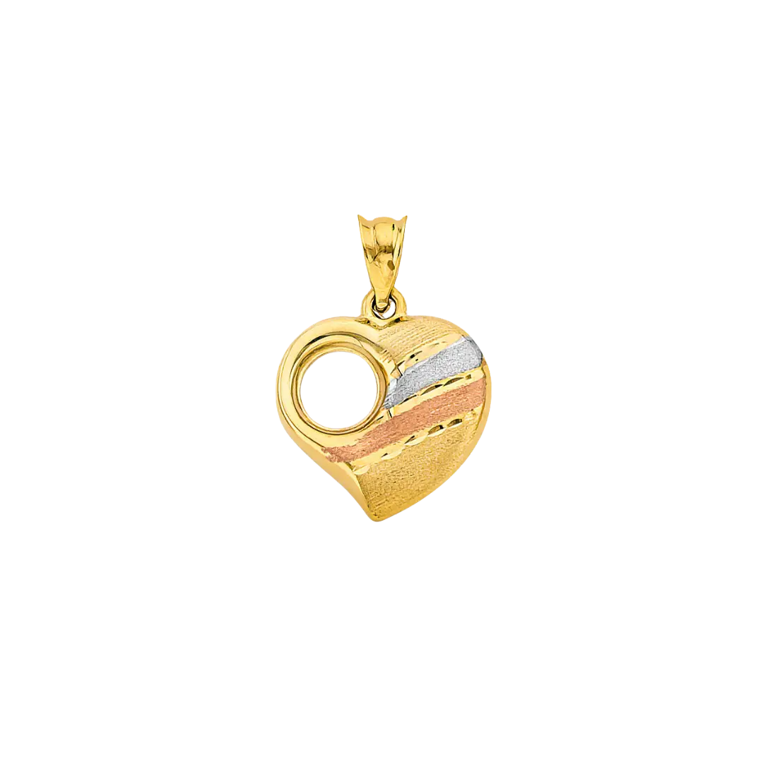 Heart Pendant - 14k Tri Color Gold 