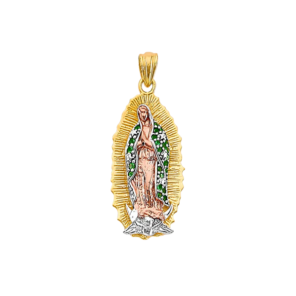 Guadalupe with CZ Pendant - 14k Tri Color Gold