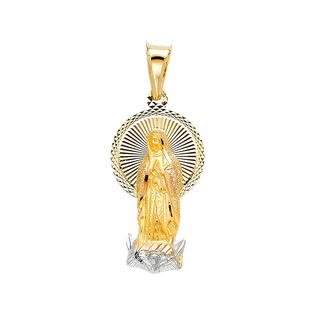 Guadalupe Stamp Pendant - 14k Two Tone Gold