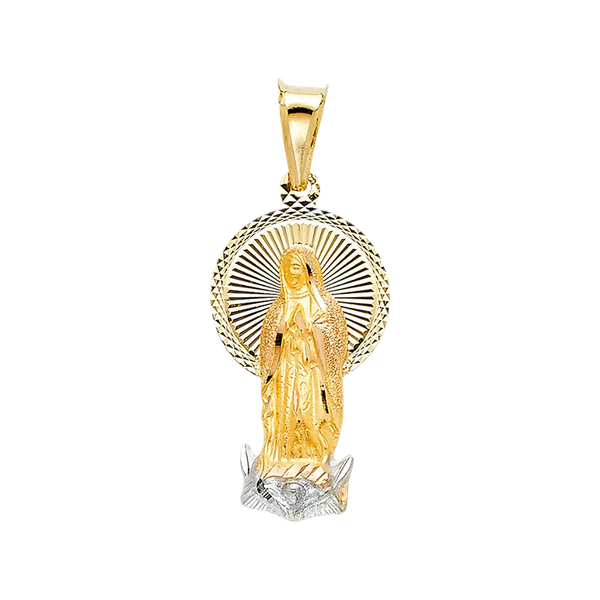 Guadalupe Stamp Pendant - 14k Two Tone Gold